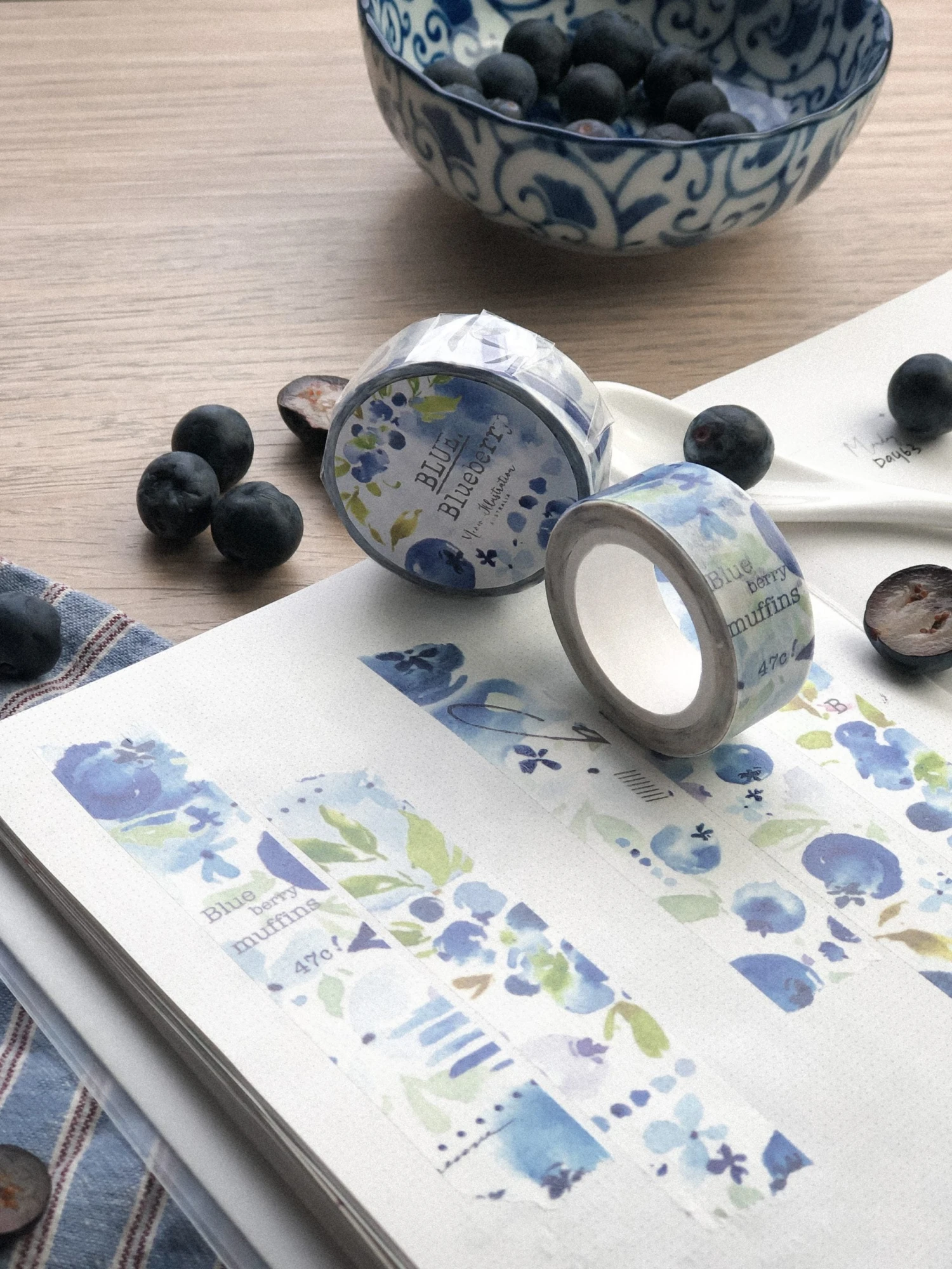 BlueBlueberry.jpg Meow Illustration - Washi Tape - Blue Blueberry