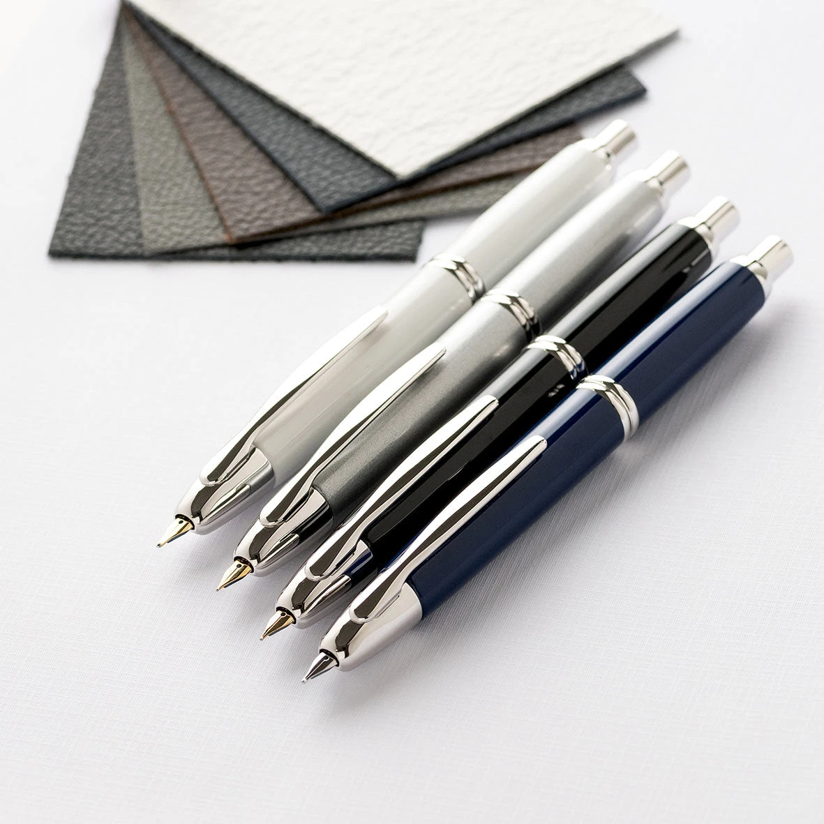 Capless-SilverAccent-Silver-White-Black-Blue-02_134d9492-704d-4d58-a331-360229eeddb7.jpg Fountain Pens Pilot - Fountain Pen - Capless - Blue (Silver Trim)