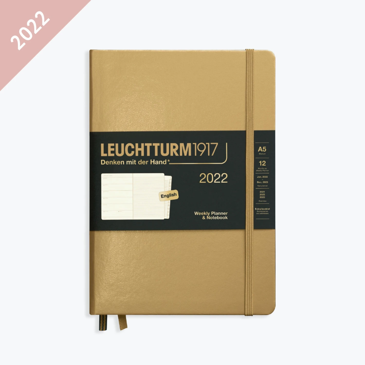 Leuchtturm1917-2021-Diary-A5-Weekly-Notebook-HC-19_86d6fc29-3a2d-46ea-8b66-a4d24052a4e8.jpg Leuchtturm 1917 Leuchtturm1917 - 2022 Diary - Weekly Notebook - A5 - Gold (Hard)