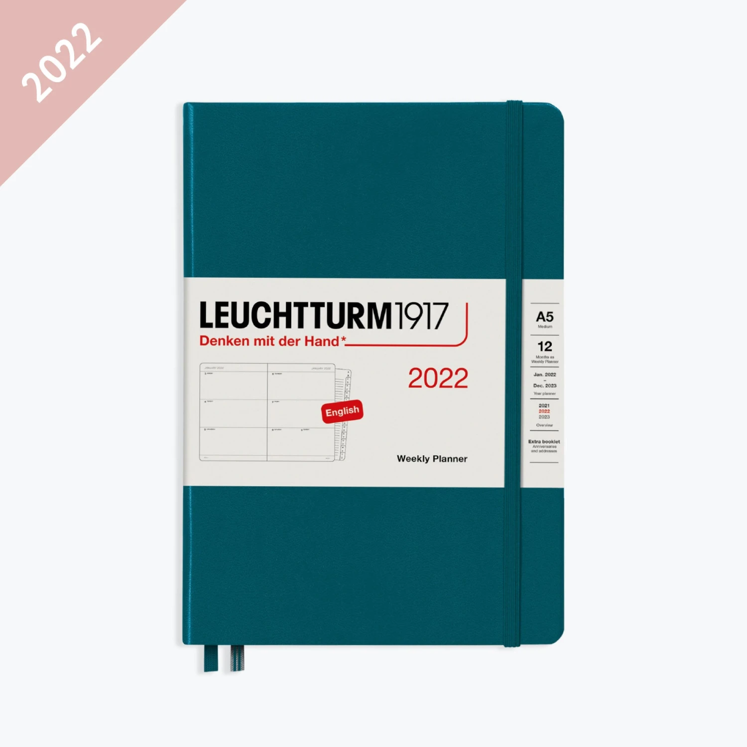 Leuchtturm1917-2022-Diary-A5-Weekly-Planner-HC-7.jpg Leuchtturm 1917 Leuchtturm1917 - 2022 Diary - Weekly Planner - A5 - Pacific Green (Hard)