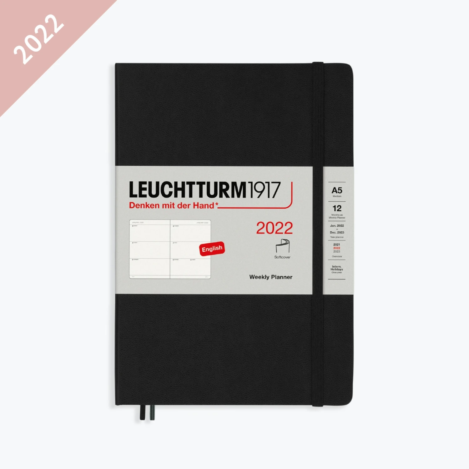 Leuchtturm1917-2022-Diary-A5-Weekly-Planner-SC-1.jpg Leuchtturm 1917 Leuchtturm1917 - 2022 Diary - Weekly Planner - A5 - Black (Soft) Diaries