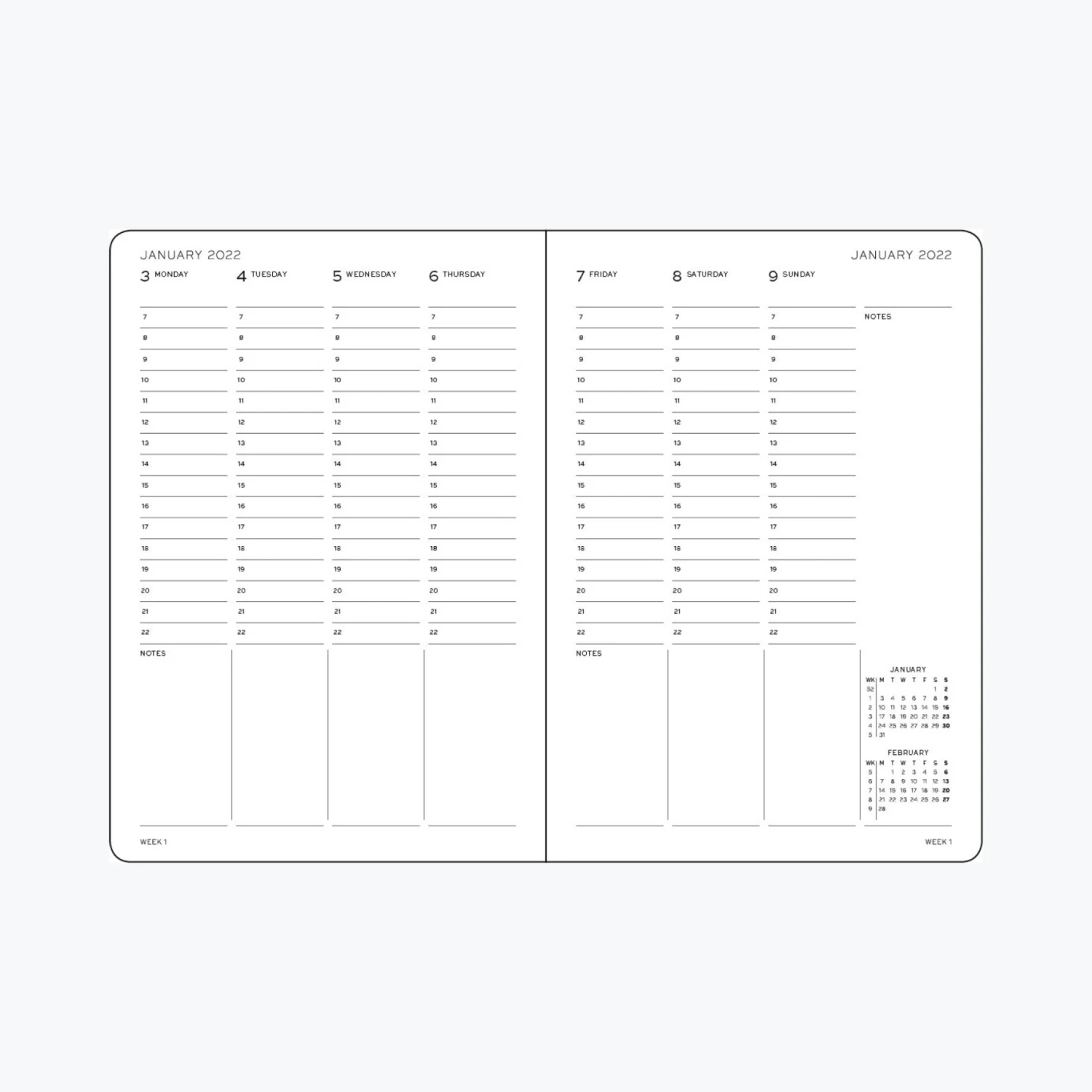 Leuchtturm1917-2022-Diary-A6-Week-Planner-2.jpg Leuchtturm 1917 Leuchtturm1917 - 2022 Diary - Week Planner - A6 - Black Diaries