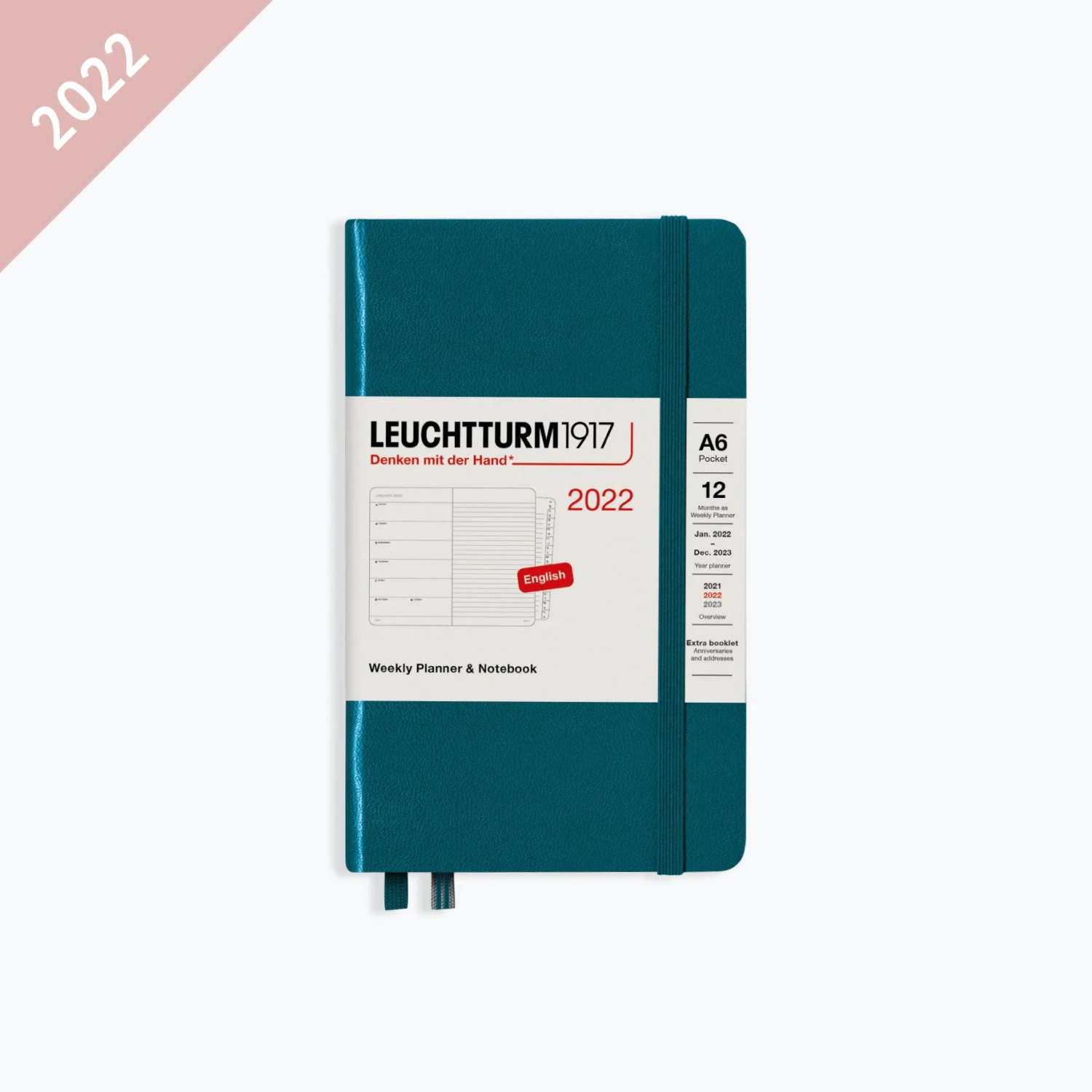 Leuchtturm1917-2022-Diary-A6-Weekly-Notebook-HC-7.jpg Leuchtturm 1917 Leuchtturm1917 - 2022 Diary - Weekly Notebook - A6 - Pacific Green (Hard) Diaries