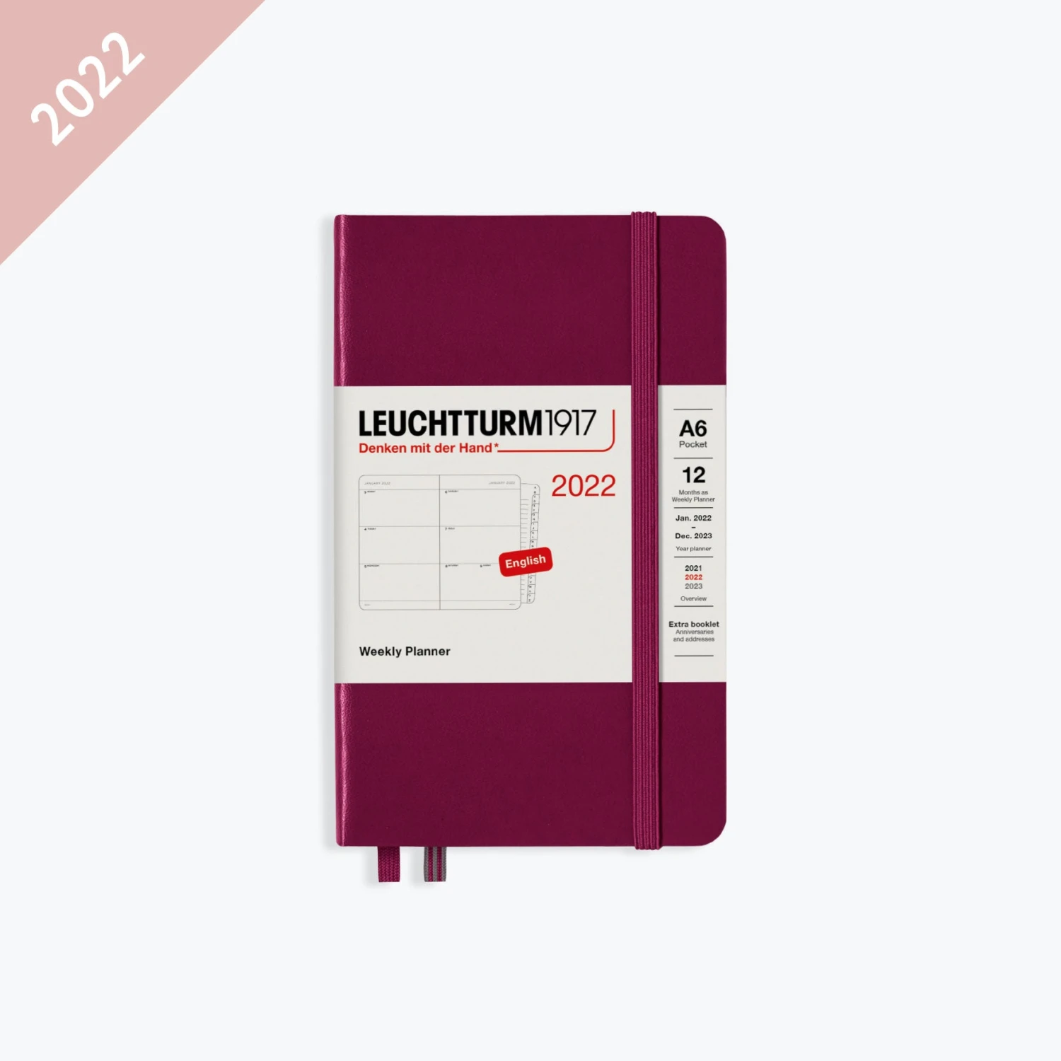 Leuchtturm1917-2022-Diary-A6-Weekly-Planner-HC-4.jpg Leuchtturm 1917 Leuchtturm1917 - 2022 Diary - Weekly Planner - A6 - Port Red (Hard) Diaries