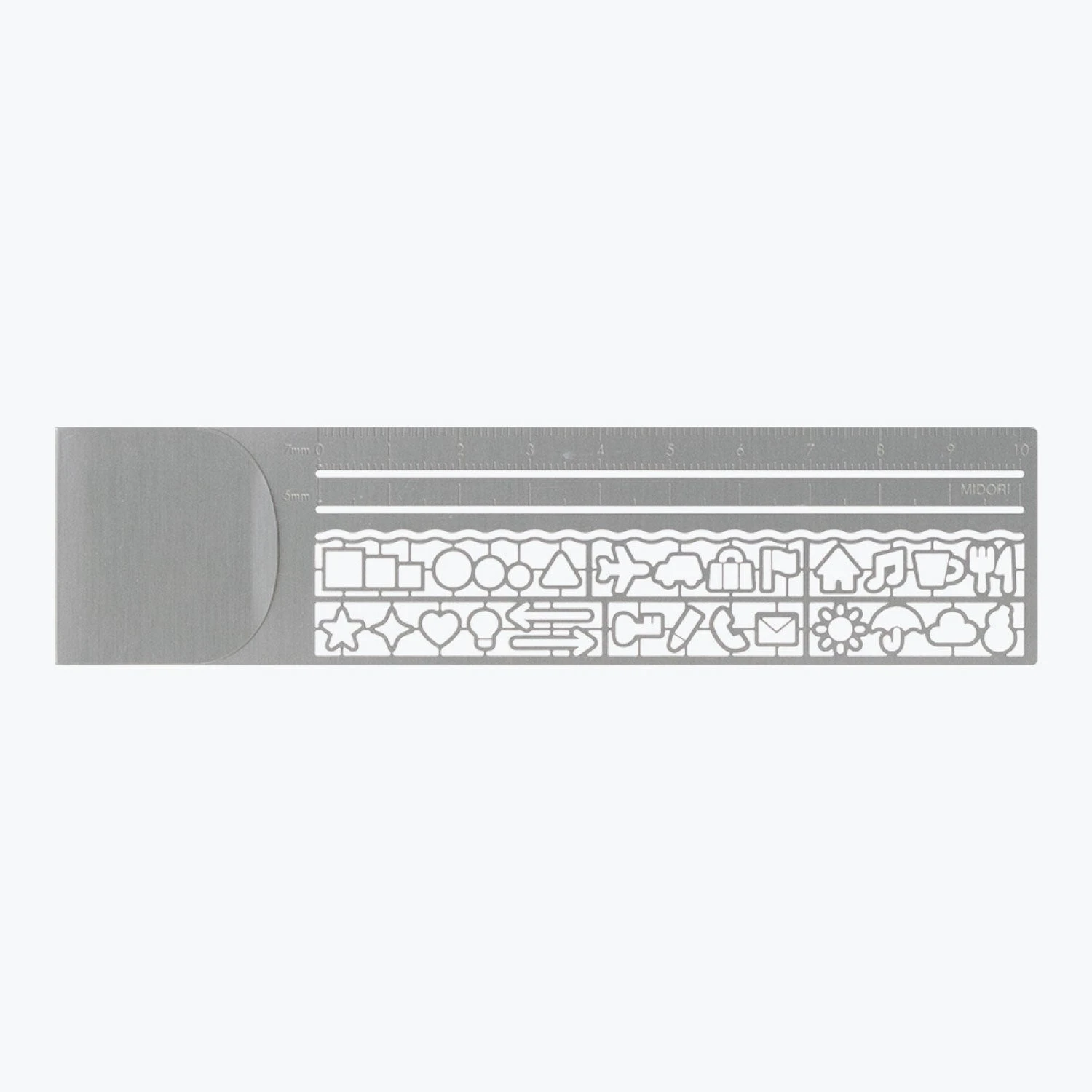 Midori-Ruler-Stencil-2.jpg Rulers & Stencils Midori - Ruler - Stencil - Silver