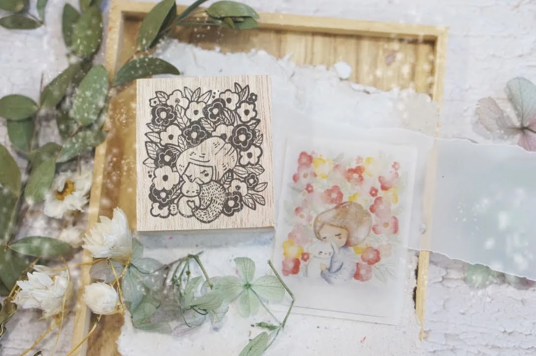 Polaroid-GirlwithRabbit.jpg Black Milk Project - Stamp - Girl With Bunny (Florals) New Arrivals