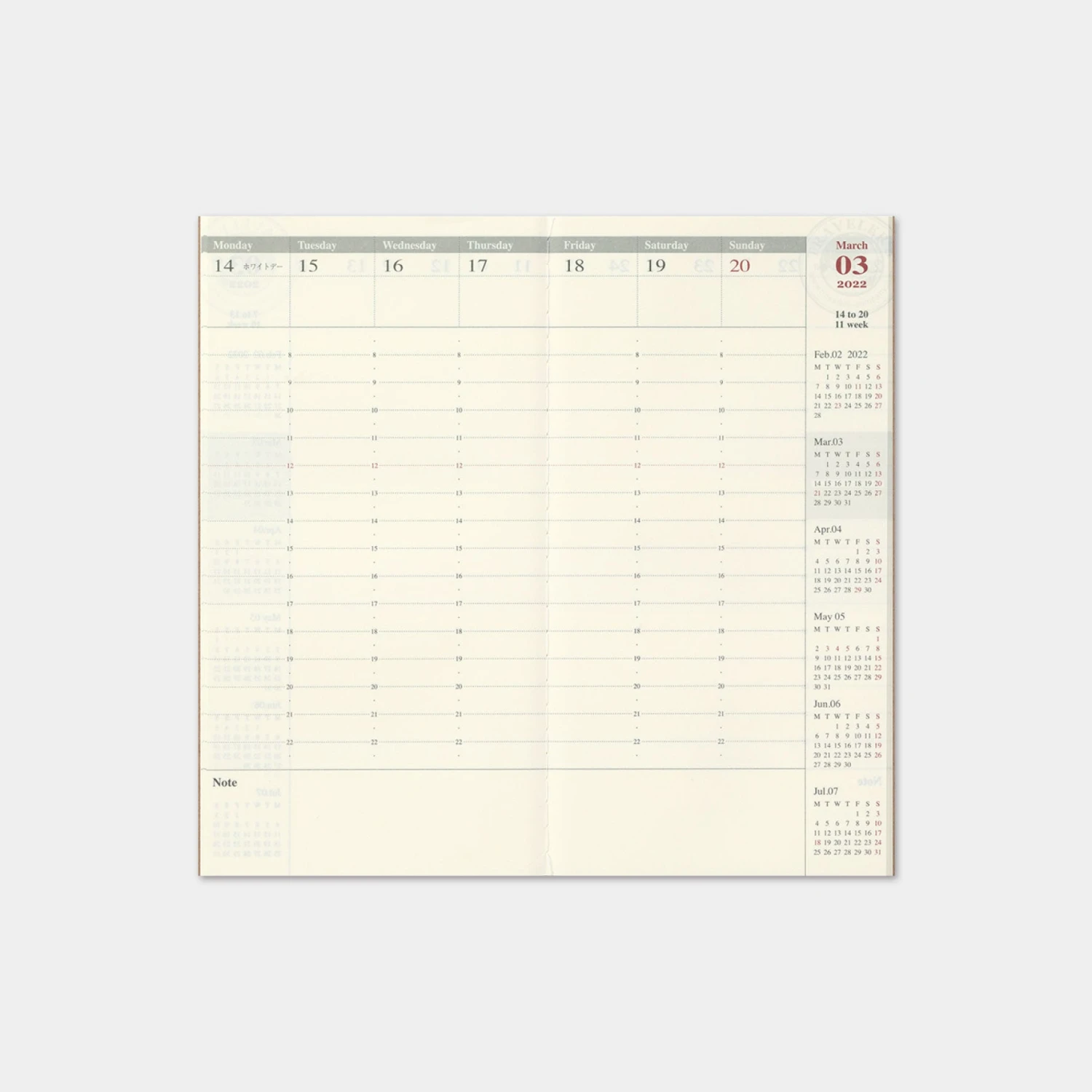 Traveler_s-Company-2022-Diary-Insert-Regular-22.jpg Traveler's Company - 2022 Diary - Insert - Regular - Weekly Vertical